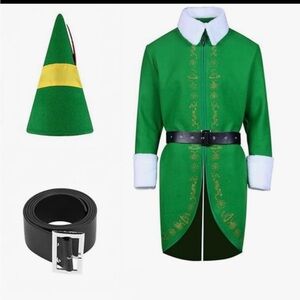 NEW! Green Elf Costume, Jacket, belt, pants, hat & shoe covers